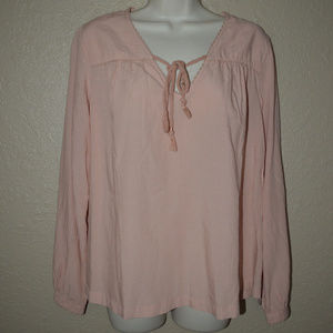 NWT $198 Sz M Birds of Paradis by Trovata Blush Peasant Long Sleeve Blouse